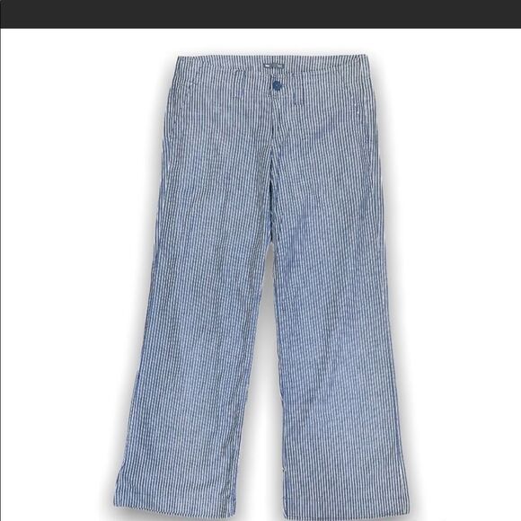 GAP Pants - Gap Blue/Gray & White Pinstripe Palazzo Flare Hip Slung Cotton Pants, 12